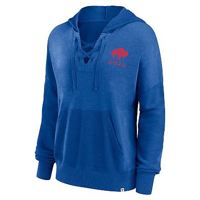 Women's Fanatics Branded Royal Buffalo Bills Heritage Snow Wash French Terry Lace-Up Pullover Hoodie