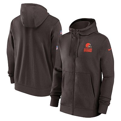 Men s Nike Brown Cleveland Browns Sideline Club Performance Full Zip Hoodie