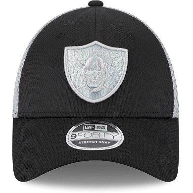 Men's New Era Black Las Vegas Raiders Outline Trucker 9FORTY Adjustable Hat