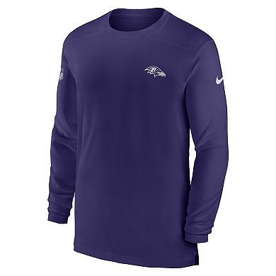 Men's Nike Purple Baltimore Ravens Sideline Coach Performance Long Sleeve T-Shirt