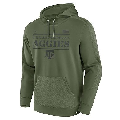 Men's Fanatics Branded Olive Texas A&M Aggies OHT Military Appreciation Stencil Pullover Hoodie