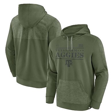 Men's Fanatics Branded Olive Texas A&M Aggies OHT Military Appreciation Stencil Pullover Hoodie
