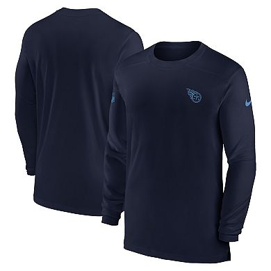 Men's Nike Navy Tennessee Titans Sideline Coach Performance Long Sleeve T-Shirt