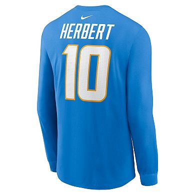 Men's Nike Justin Herbert Powder Blue Los Angeles Chargers Player Name & Number Long Sleeve T-Shirt