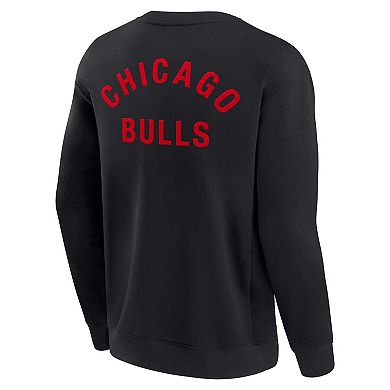 Unisex Fanatics Signature Black Chicago Bulls Super Soft Fleece Oversize Arch Crew Pullover Sweatshirt