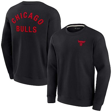 Unisex Fanatics Signature Black Chicago Bulls Super Soft Fleece Oversize Arch Crew Pullover Sweatshirt