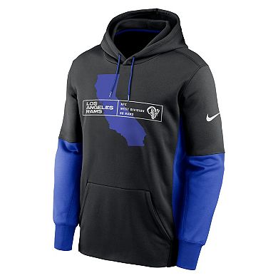 Men's Nike Black Los Angeles Rams Color Block Fleece Performance Pullover Hoodie