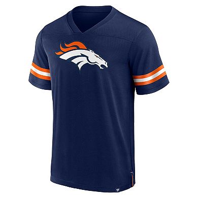 Men's Fanatics Branded  Navy Denver Broncos Jersey Tackle V-Neck T-Shirt