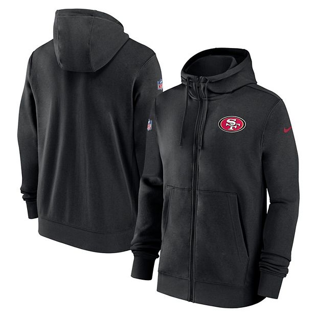 Men s Nike Black San Francisco 49ers Sideline Club Performance Full Zip Hoodie