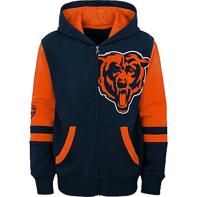 Youth Navy Chicago Bears Colorblock Full-Zip Hoodie