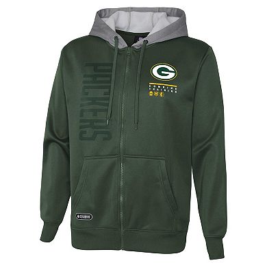 Men's Green Green Bay Packers Combine Authentic Field Play Full-Zip Hoodie Sweatshirt