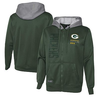 Men's Green Green Bay Packers Combine Authentic Field Play Full-Zip Hoodie Sweatshirt