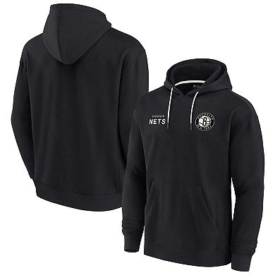 Unisex Fanatics Signature Black Brooklyn Nets Super Soft Fleece Pullover Hoodie