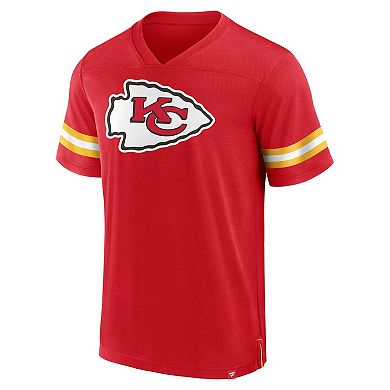 Men's Fanatics Branded  Red Kansas City Chiefs Jersey Tackle V-Neck T-Shirt