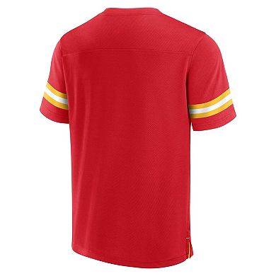 Men's Fanatics Branded  Red Kansas City Chiefs Jersey Tackle V-Neck T-Shirt