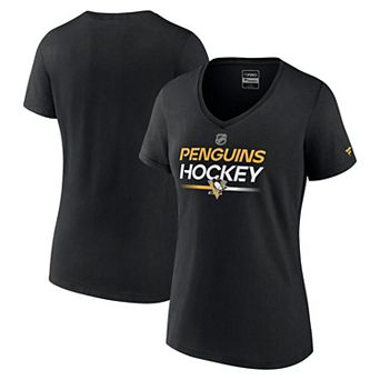 Women's Fanatics Branded Black Pittsburgh Penguins Authentic Pro V-Neck T-Shirt