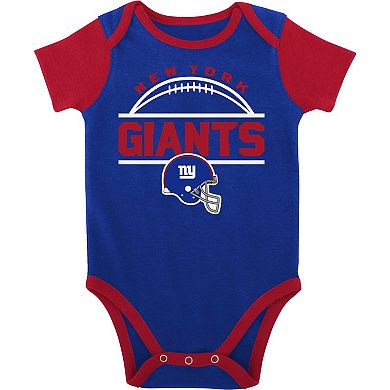 Newborn & Infant Royal/Red New York Giants Home Field Advantage Three-Piece Bodysuit, Bib & Booties Set
