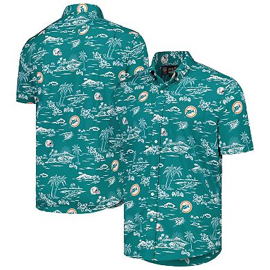 Men's Reyn Spooner Aqua Miami Dolphins Throwback KekaiÂ Print Button-Up Shirt