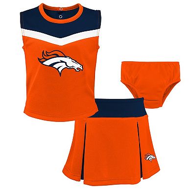 Girls Toddler Orange Denver Broncos Spirit Cheer Two-Piece Cheerleader Set with Bloomers