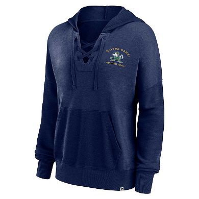 Women's Fanatics Branded Heather Navy Notre Dame Fighting Irish Campus Lace-Up Pullover Hoodie