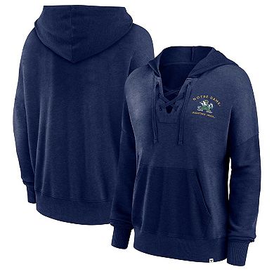 Women's Fanatics Branded Heather Navy Notre Dame Fighting Irish Campus Lace-Up Pullover Hoodie