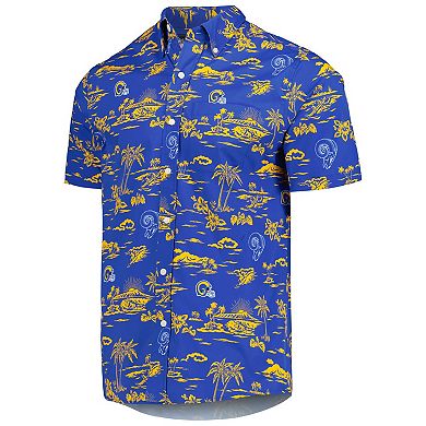 Men's Reyn Spooner Royal Los Angeles Rams Throwback KekaiÂ Print Button-Up Shirt