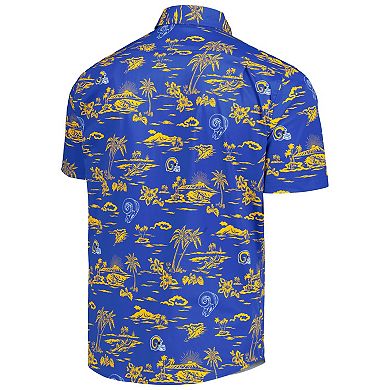 Men's Reyn Spooner Royal Los Angeles Rams Throwback KekaiÂ Print Button-Up Shirt