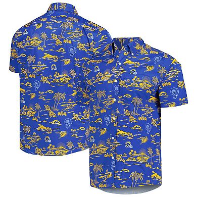 Men's Reyn Spooner Royal Los Angeles Rams Throwback KekaiÂ Print Button-Up Shirt