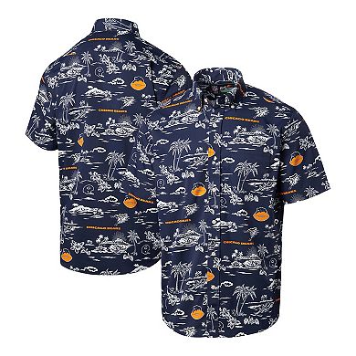 Men's Reyn Spooner Navy Chicago Bears Throwback Kekai Print Button-Up Shirt