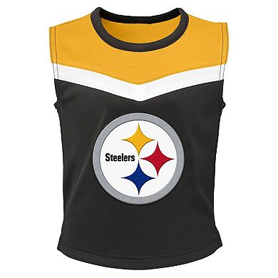 Girls Youth Black Pittsburgh Steelers Spirit Two-Piece Cheerleader Set