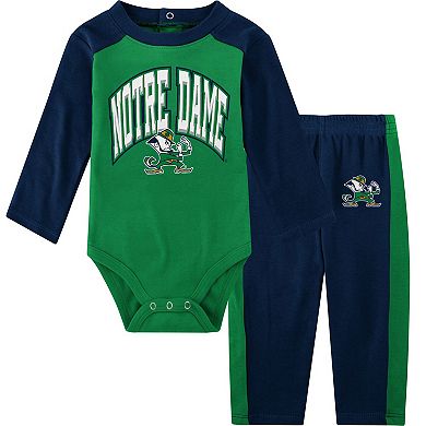 Newborn & Infant Navy Notre Dame Fighting Irish Rookie of the Year Long Sleeve Bodysuit & Pants Set