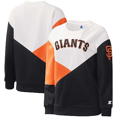 Women's Starter White/Black San Francisco Giants Shutout Pullover Sweatshirt