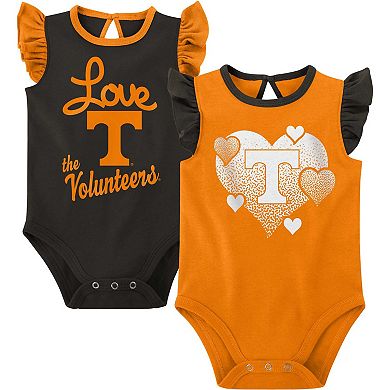 Girls Newborn & Infant Tennessee Orange/Black Tennessee Volunteers Spread the Love 2-Pack Bodysuit Set