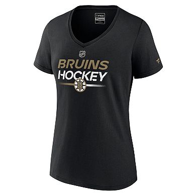 Women's Fanatics Branded Black Boston Bruins Authentic Pro V-Neck T-Shirt