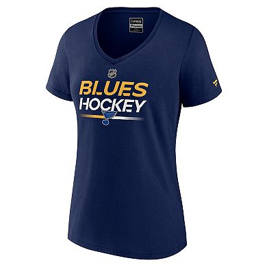 Women's Fanatics Branded Navy St. Louis Blues Authentic Pro V-Neck T-Shirt