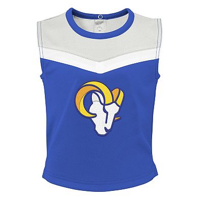 Girls Toddler Royal Los Angeles Rams Spirit Cheer Two-Piece Cheerleader Set with Bloomers