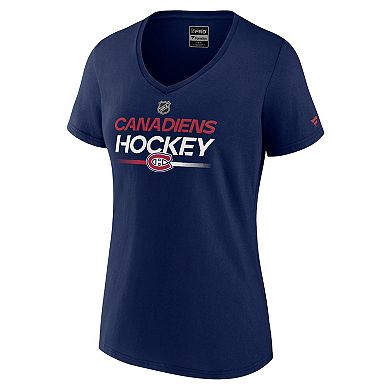 Women's Fanatics Branded  Navy Montreal Canadiens Authentic Pro V-Neck T-Shirt