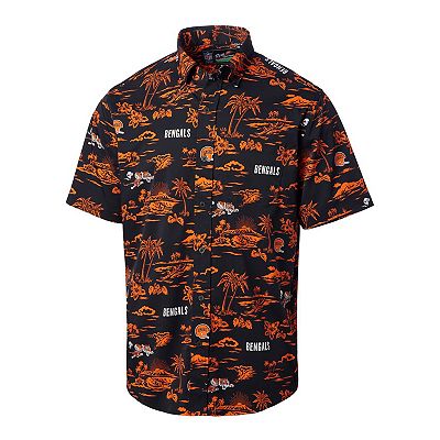 cincinnati bengals dress shirt Men's Reyn Spooner Black Cincinnati Bengals Throwback KekaiÂ Print  Button-Up Shirt