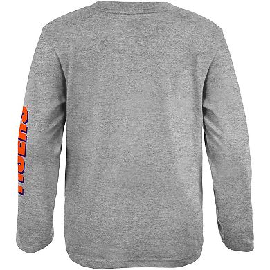 Youth Heather Gray Clemson Tigers 2-Hit For My Team Long Sleeve T-Shirt