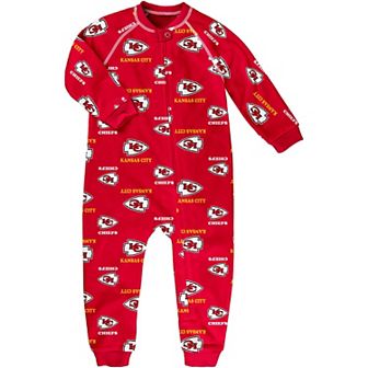 Toddler Red Kansas City Chiefs Allover Print Raglan Full-Zip Sleeper