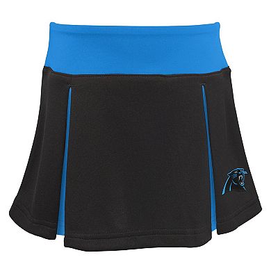 Girls Toddler Black Carolina Panthers Spirit Cheer Two-Piece Cheerleader Set with Bloomers