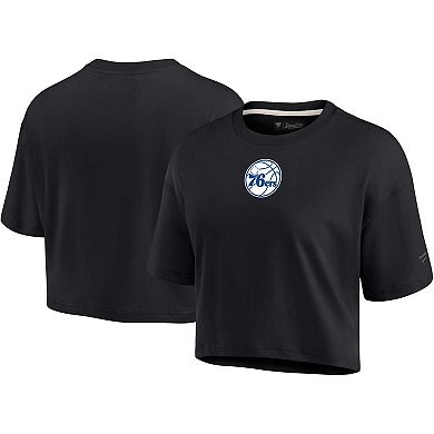 Women's Fanatics Signature Black Philadelphia 76ers Super Soft Boxy Cropped T-Shirt