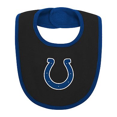 Newborn & Infant Royal/Black Indianapolis Colts Home Field Advantage Three-Piece Bodysuit, Bib & Booties Set
