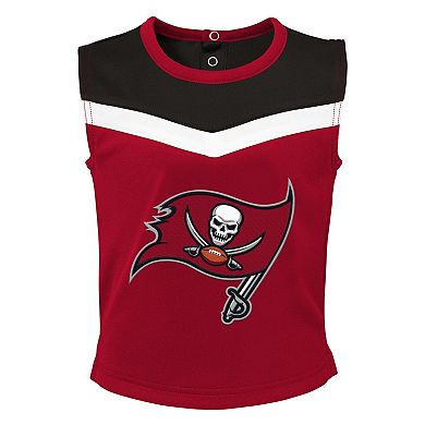 Girls Toddler Red Tampa Bay Buccaneers Spirit Cheer Three-Piece Cheerleader Set