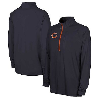 Men's Navy Chicago Bears Combine Authentic Raglan Quarter-Zip Top