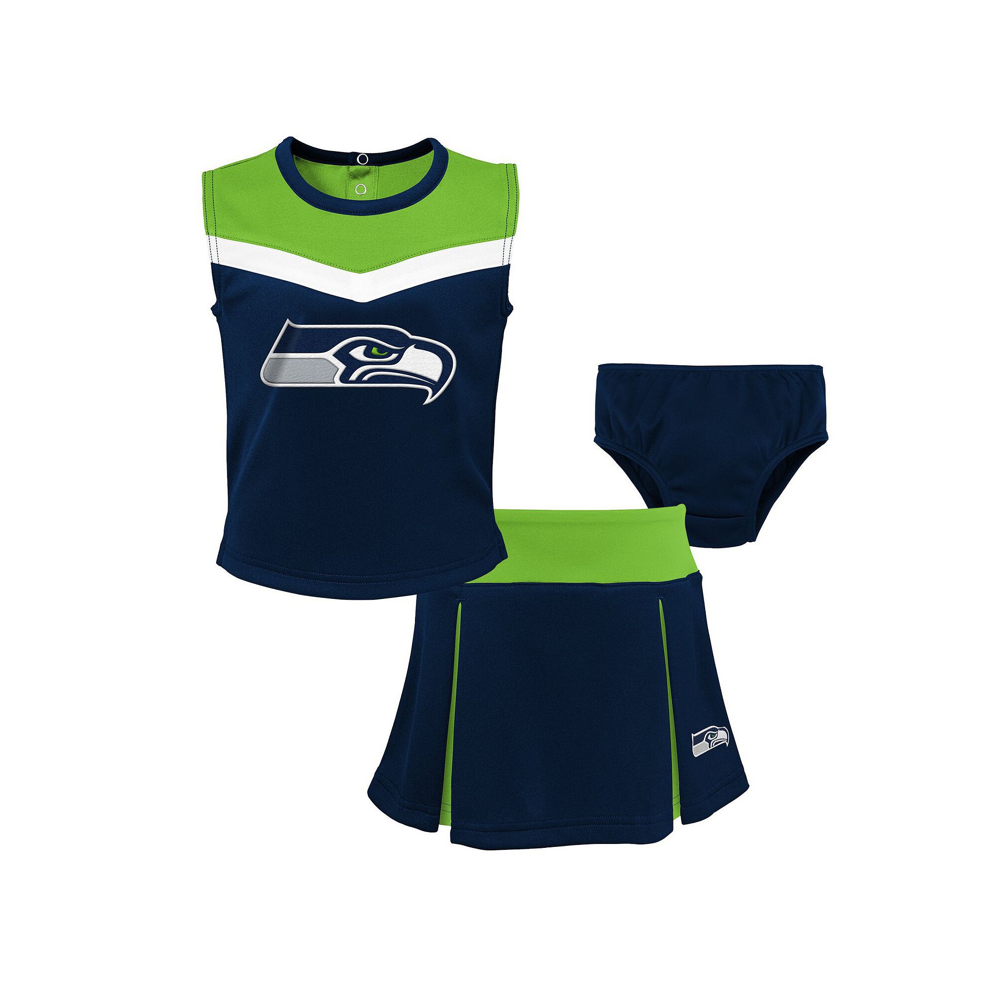 Girls Toddler Navy Seattle Seahawks Spirit Cheer Two-Piece Cheerleader Set 
