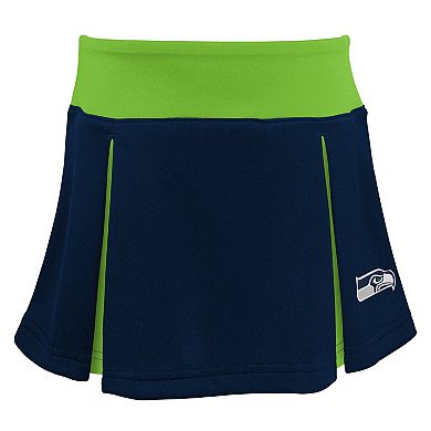 Girls Toddler Navy Seattle Seahawks Spirit Cheer Two-Piece Cheerleader Set with Bloomers