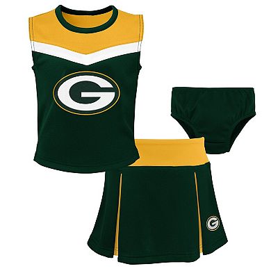 Girls Preschool Green Green Bay Packers Spirit Cheerleader Two-Piece Set with Bloomers