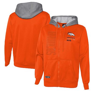 Men's Orange Denver Broncos Combine Authentic Field Play Full-Zip Hoodie Sweatshirt