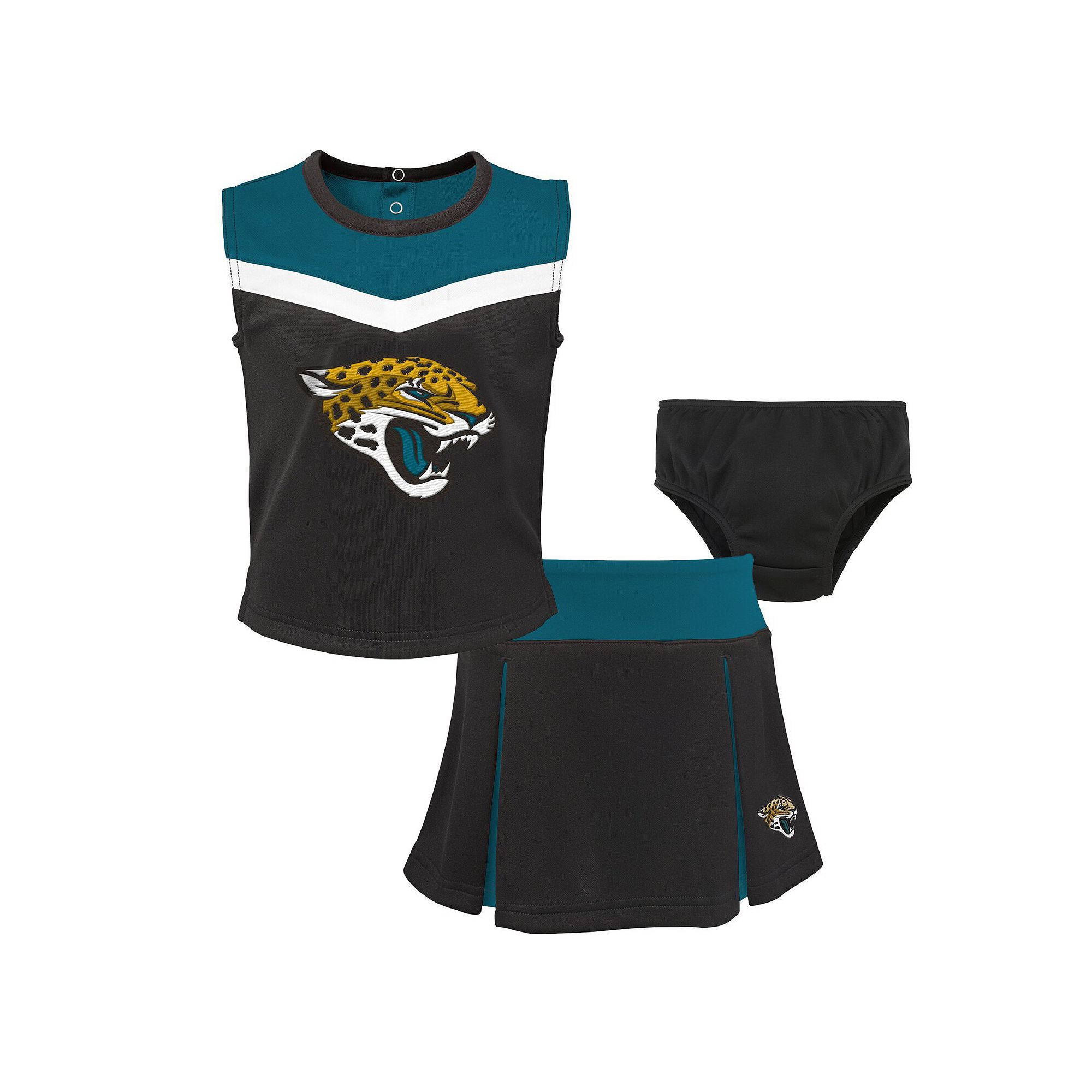 Girls Toddler Black Jacksonville Jaguars Spirit Cheer Three-Piece Cheerlead
